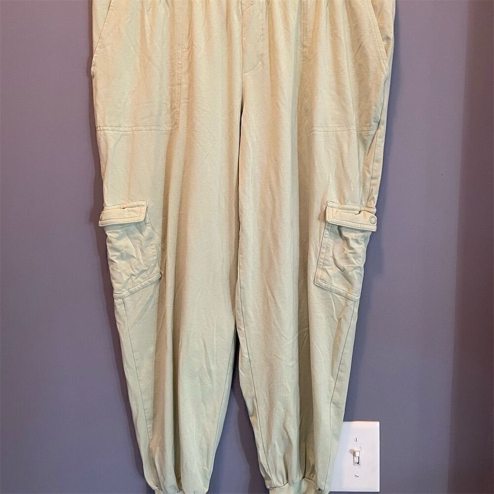 Anybody Women's Leisure Pants M Green Elastic Waist Casual Relaxed Fit